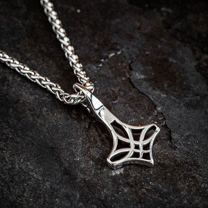 Stainless Steel Ladies Mjolnir and Raven Necklace-Viking Necklace-Norse Spirit