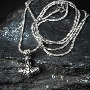 Stainless Steel Ladies Thor's Hammer Necklace-Viking Necklace-Norse Spirit