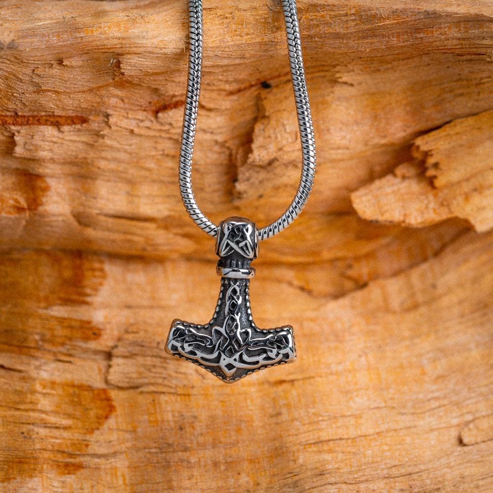 Stainless Steel Ladies Thor's Hammer Necklace-Viking Necklace-Norse Spirit