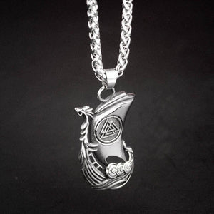 Stainless Steel Longship and Valknut Necklace-Viking Necklace-Norse Spirit
