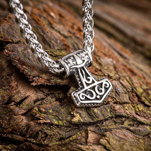 Stainless Steel Miniature Mjolnir Pendant-Viking Necklace-Norse Spirit