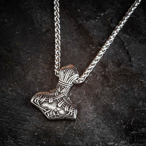 Stainless Steel Mjolnir and Knotwork Necklace-Viking Necklace-Norse Spirit