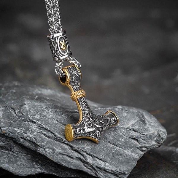 Viking Thors Hammer Mjolnir Necklace Stainless Steel Men's Silver Amulet  Pendant | eBay
