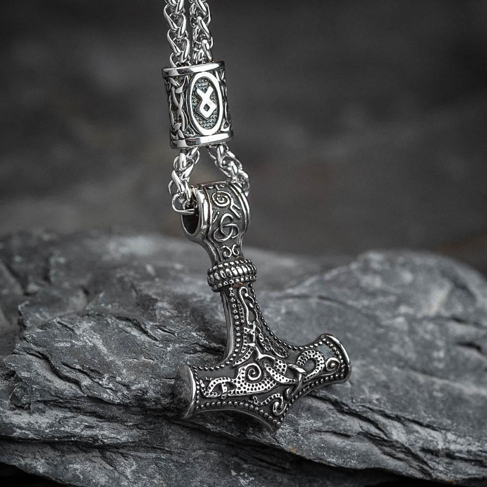 Stainless Steel Mjolnir and Othala Pendant - Norse Spirit