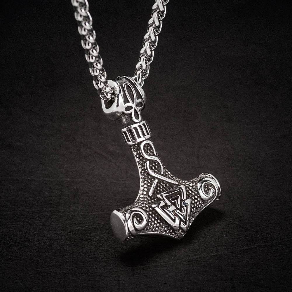 Stainless Steel Mjolnir and Valknut Necklace - Norse Spirit