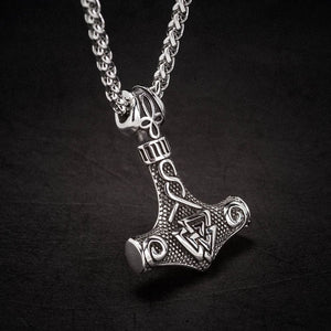 Stainless Steel Mjolnir and Valknut Necklace