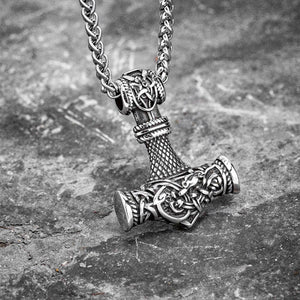 Stainless Steel Mjolnir / Thor's Hammer With Celtic Designs-Viking Necklace-Norse Spirit