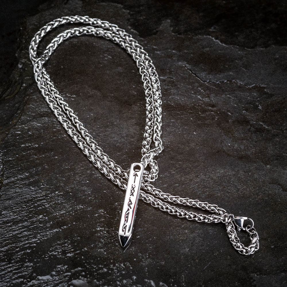 Stainless Steel Obelisk Rune Necklace-Necklaces-Norse Spirit
