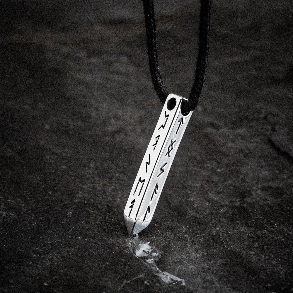 Nihilistic Rune Stainless Steel Obelisk Rune Necklace - Norse Spirit