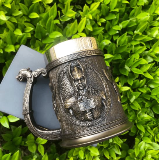Stainless Steel Odin and Thor Beer Tankard-Viking Tankard-Norse Spirit