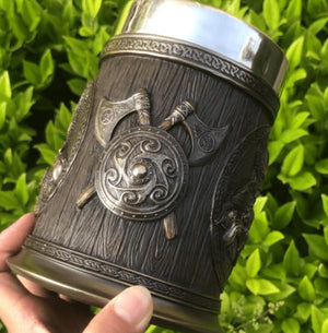 Stainless Steel Odin and Thor Beer Tankard-Viking Tankard-Norse Spirit