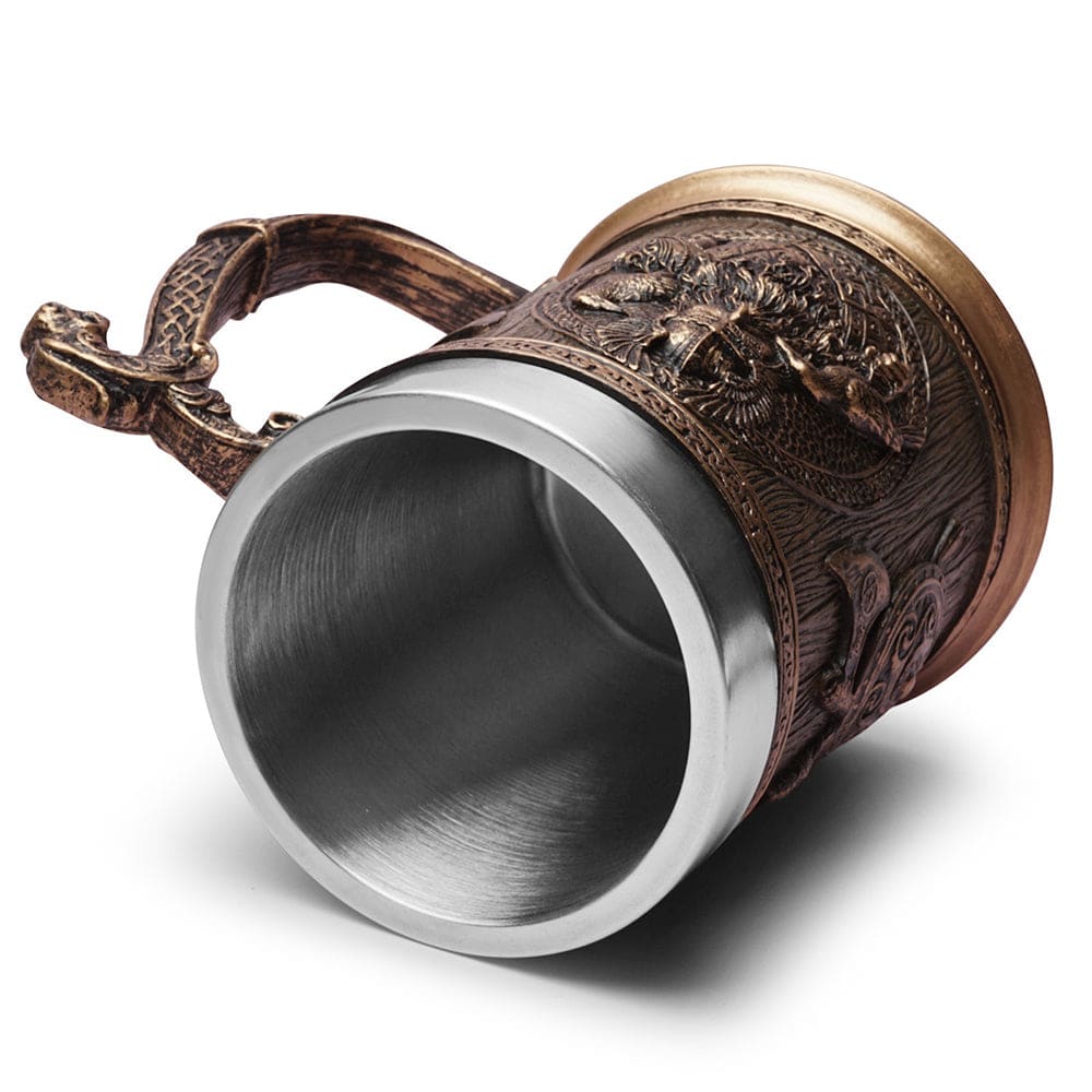 Stainless Steel Odin and Thor Beer Tankard-Viking Tankard-Norse Spirit
