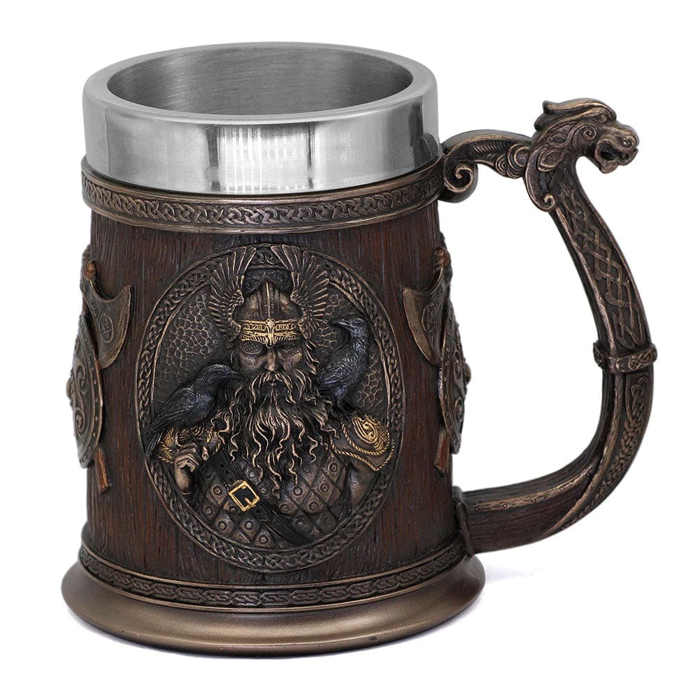 Stainless Steel Odin and Thor Beer Tankard - Norse Spirit