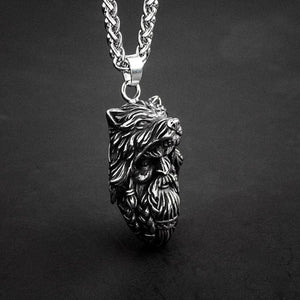 Stainless Steel Odin and Wolf Necklace-Viking Necklace-Norse Spirit