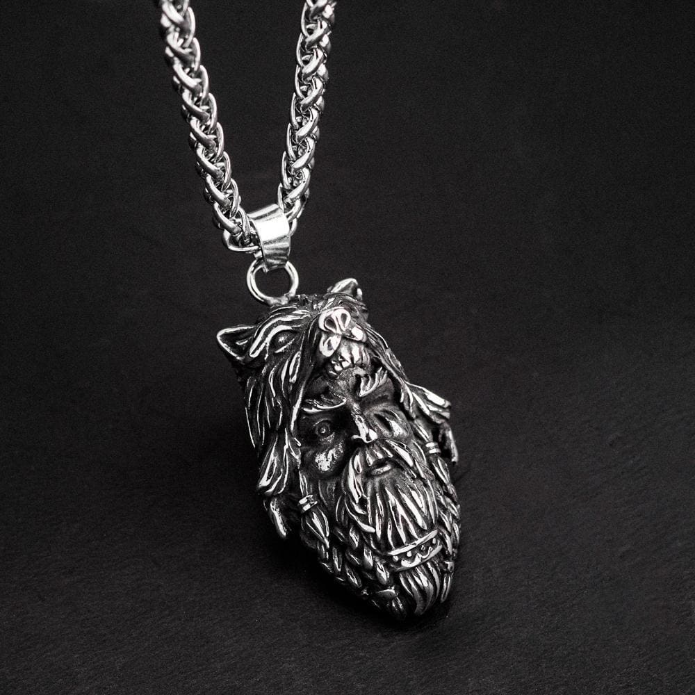 Stainless Steel Odin and Wolf Necklace-Viking Necklace-Norse Spirit