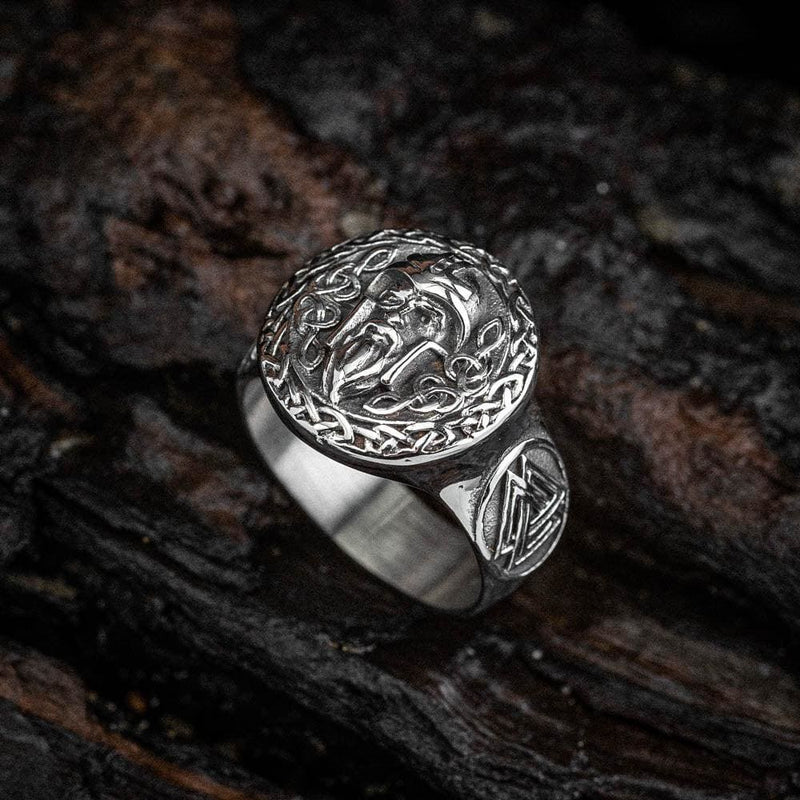 Stainless Steel Odin Head Ring - Norse Spirit