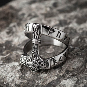 Stainless Steel Open Thor's Hammer Ring-Viking Ring-Norse Spirit