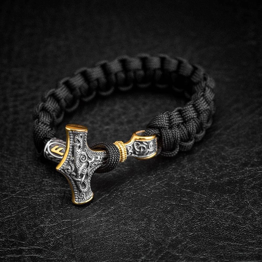 Stainless Steel Paracord and Mjolnir Bracelet-Viking Bracelet-Norse Spirit
