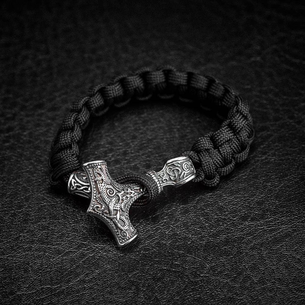 Stainless Steel Paracord and Mjolnir Bracelet-Viking Bracelet-Norse Spirit