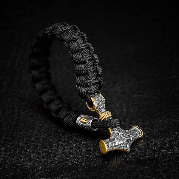 Stainless Steel Paracord and Mjolnir Bracelet - Norse Spirit