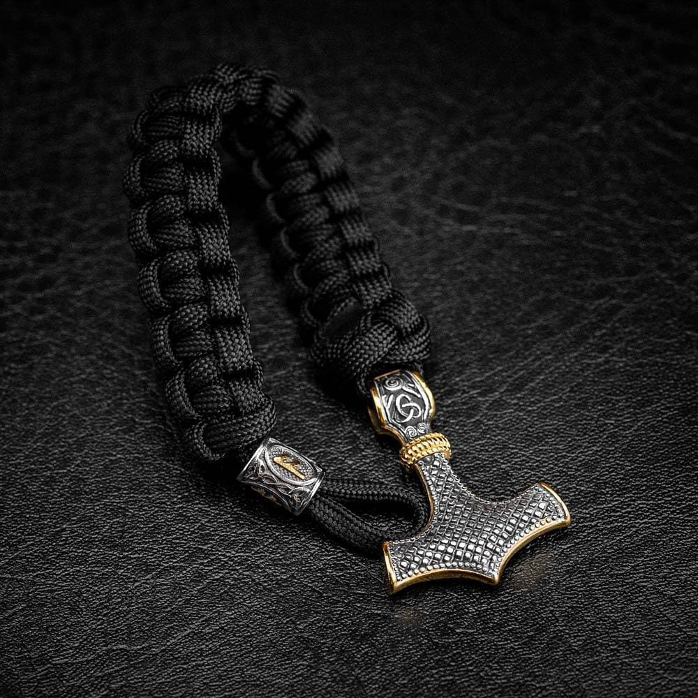 Stainless Steel Paracord and Mjolnir Bracelet-Viking Bracelet-Norse Spirit