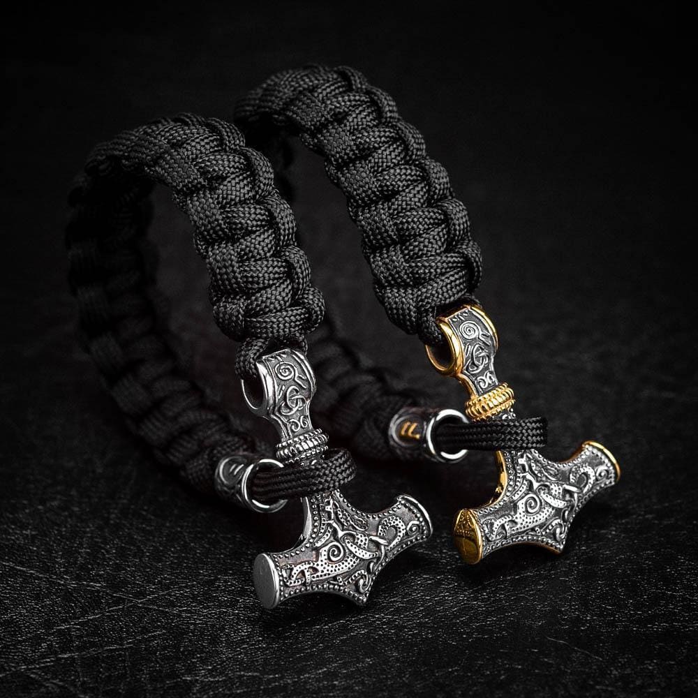 Stainless Steel Paracord and Mjolnir Bracelet-Viking Bracelet-Norse Spirit