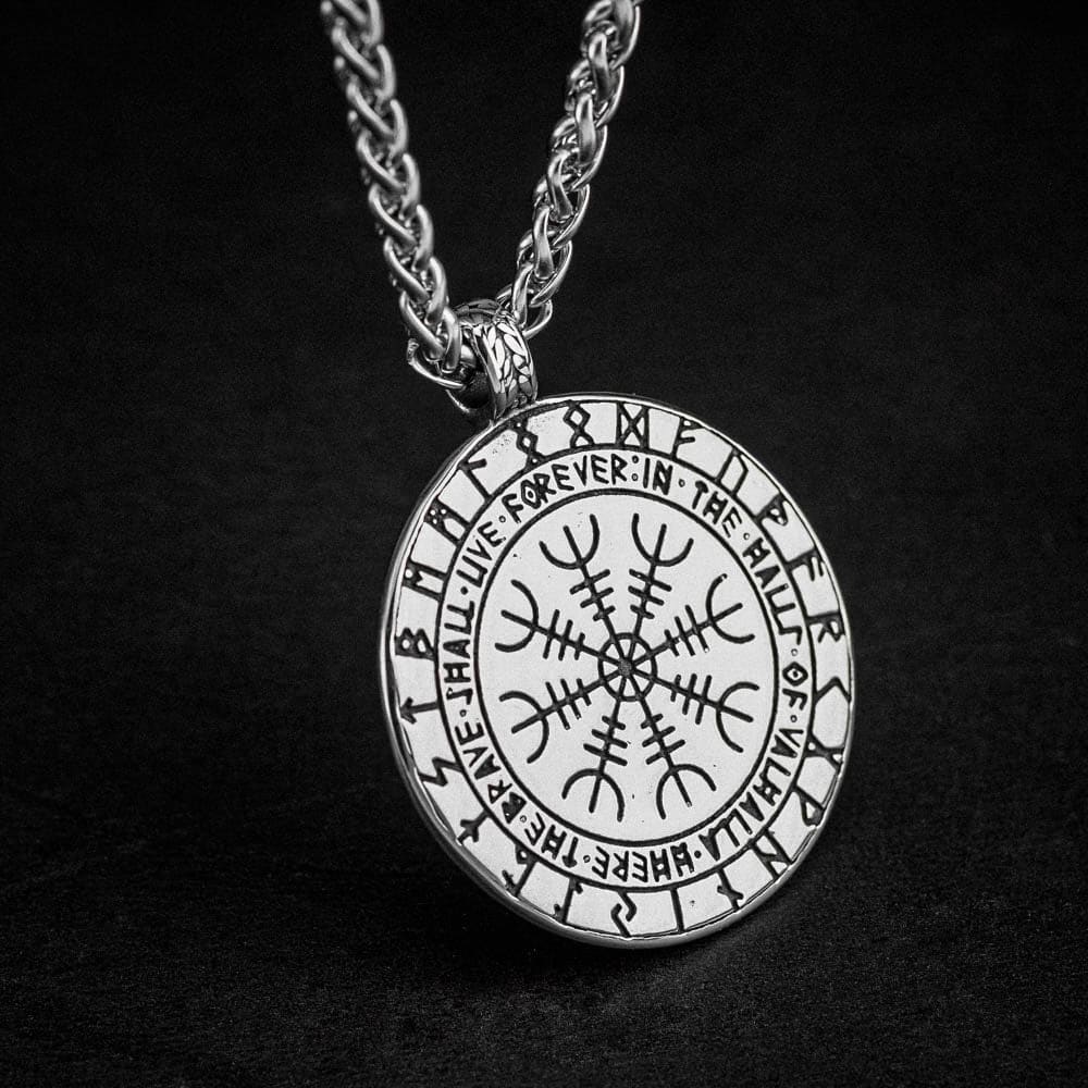 Stainless Steel Raven and Algiz Rune Necklace-Viking Jewelry-Norse Spirit