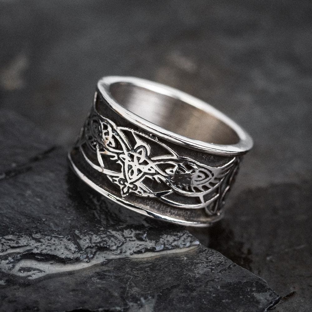 Stainless Steel Raven and Wolf Ring-Viking Ring-Norse Spirit