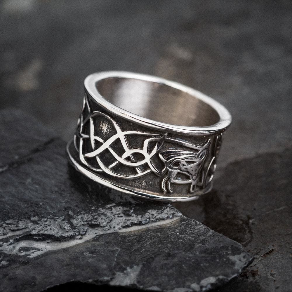 Stainless Steel Raven and Wolf Ring-Viking Ring-Norse Spirit