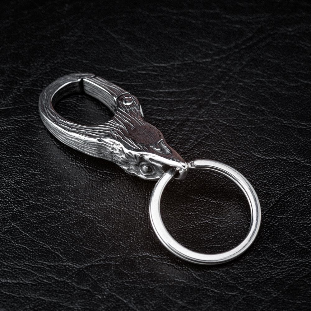 Stainless Steel Raven Head Keychain-Viking Collectables-Norse Spirit