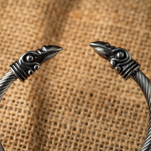 Stainless Steel Raven Head Torc Bracelet-Viking Bracelet-Norse Spirit