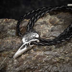 Stainless Steel Raven Skull and Helm of Awe Pendant-Viking Necklace-Norse Spirit