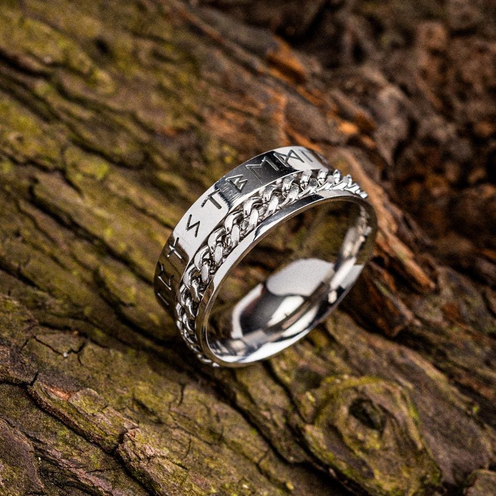 Stainless Steel Rotating Rune Ring - Norse Spirit