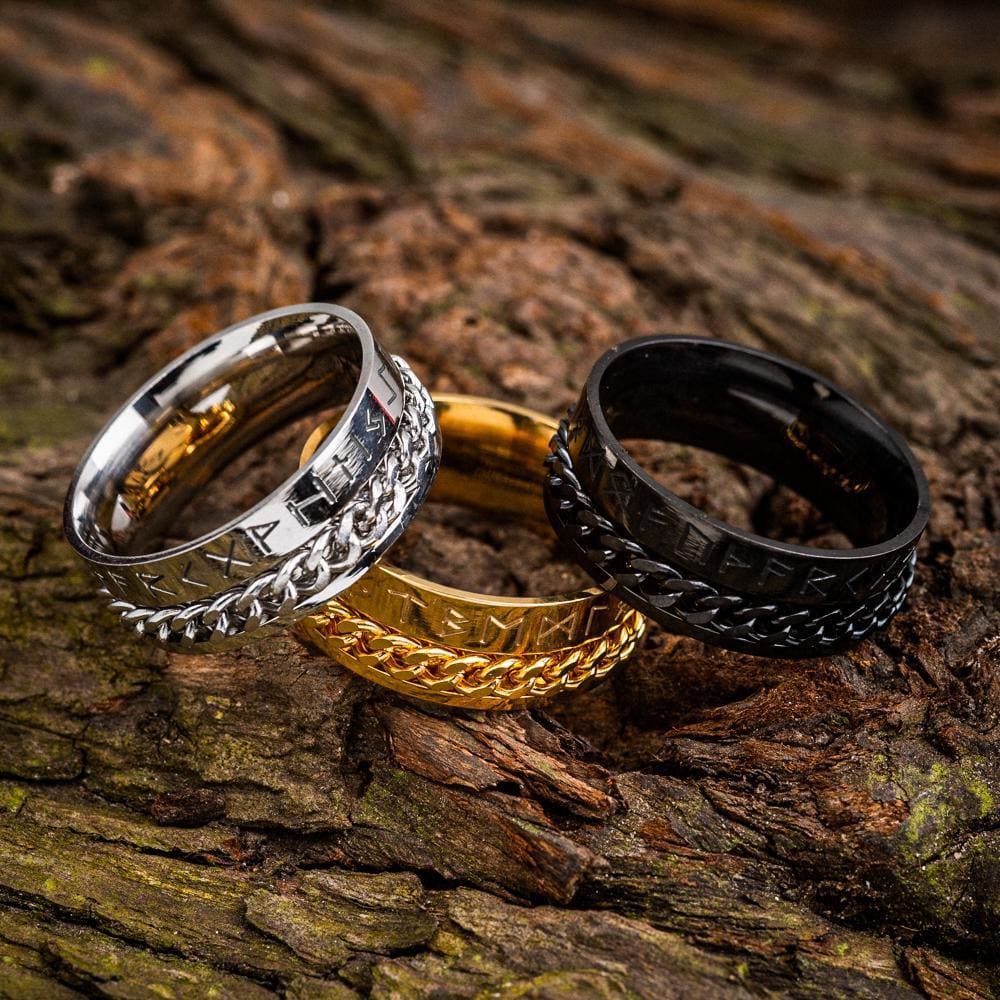 Stainless Steel Rotating Rune Ring-Viking Ring-Norse Spirit