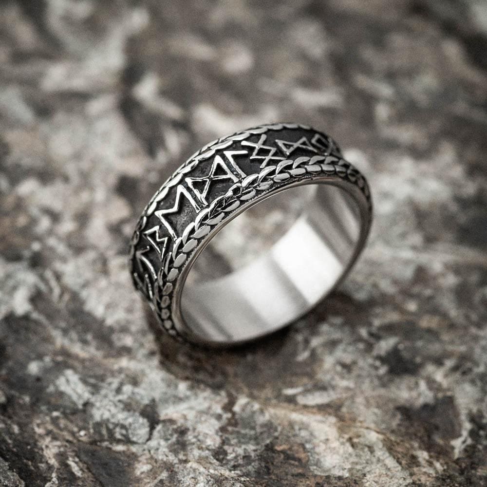 Stainless Steel Rune and Knotwork Ring-Viking Ring-Norse Spirit