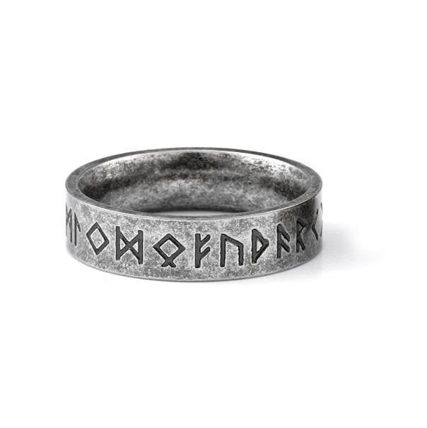 Stainless Steel Runes Ring (Aged Finish)-Viking Ring-Norse Spirit