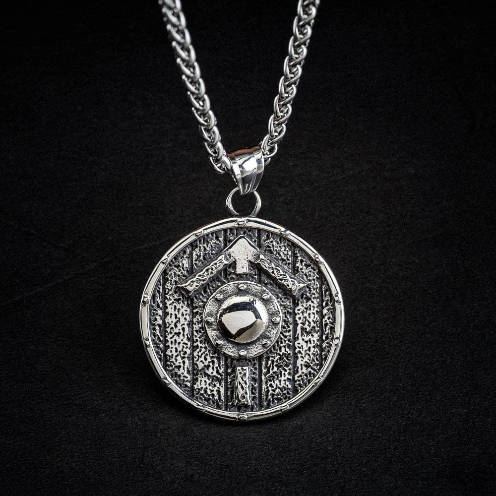 Stainless Steel Shield and Tiwaz Rune Necklace-Jewelry-Norse Spirit