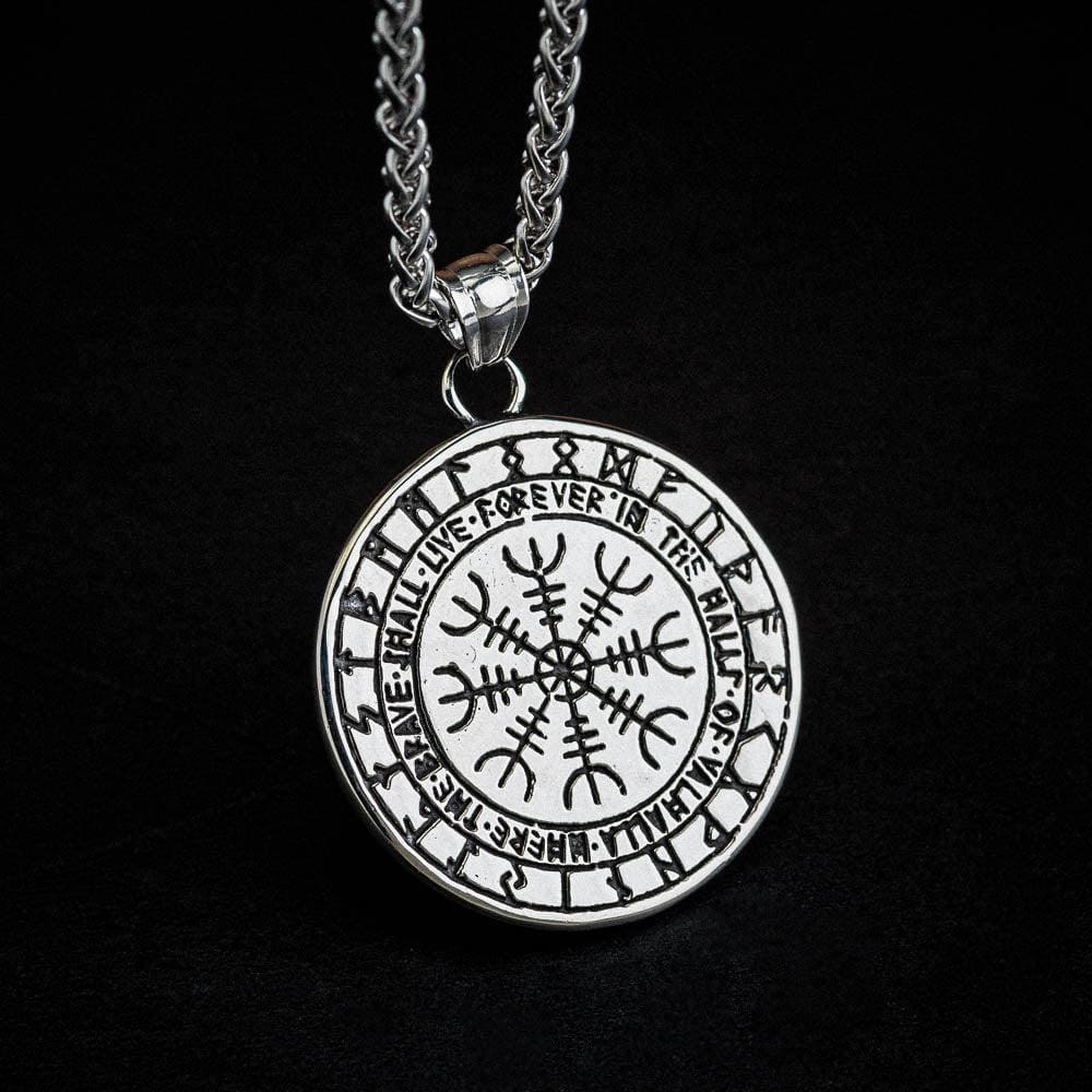 Stainless Steel Shield and Tiwaz Rune Necklace-Jewelry-Norse Spirit