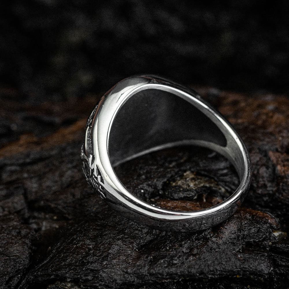 Stainless Steel Shield and Tiwaz Rune Ring-Viking Ring-Norse Spirit
