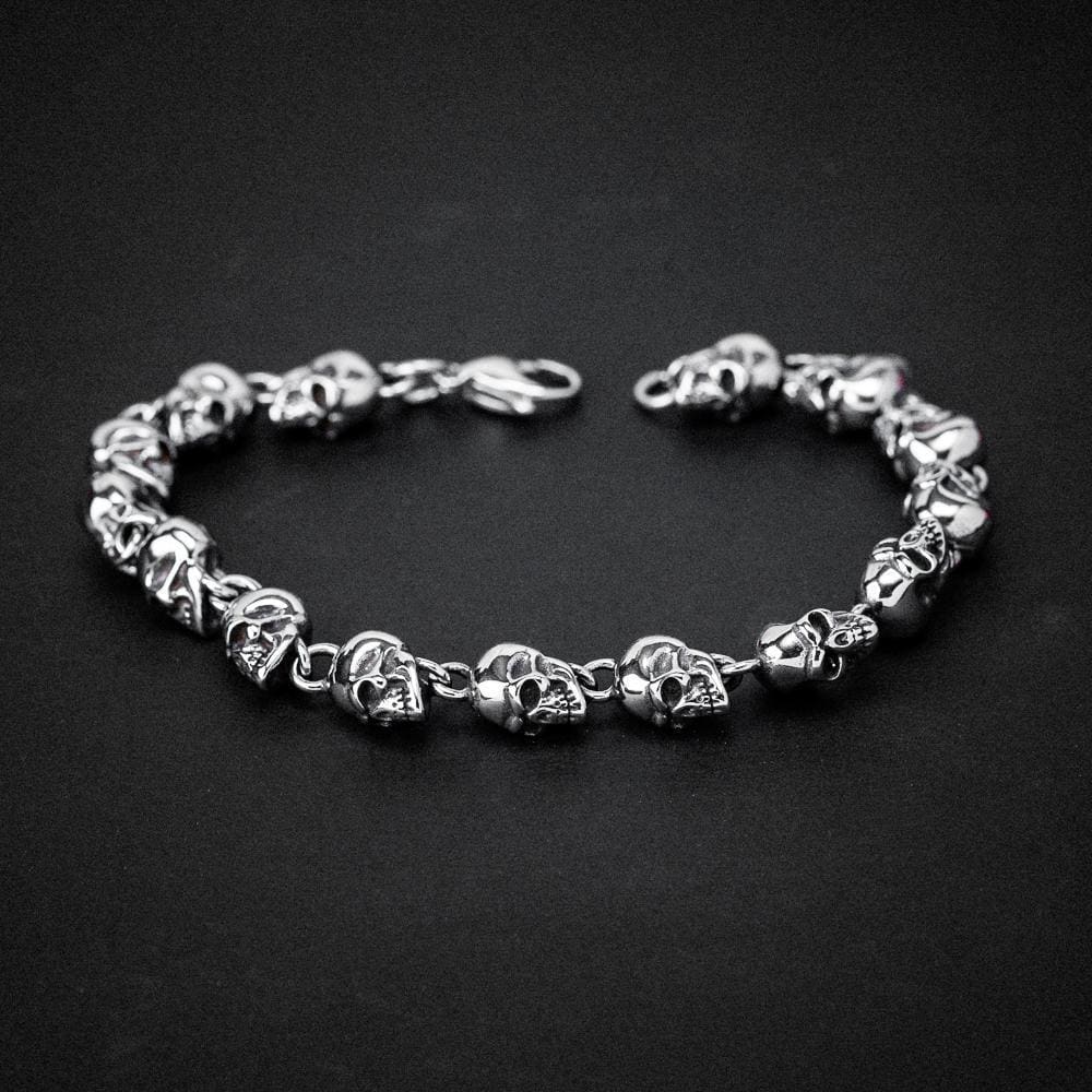 Caiyao Punk Skull Chain Bracelet - Stainless Steel Skeleton Mala Bracelet For Men & Women