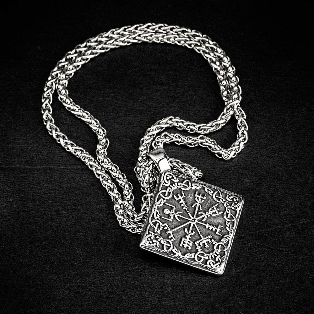 Stainless Steel Square Vegvisir Necklace-Necklaces-Norse Spirit