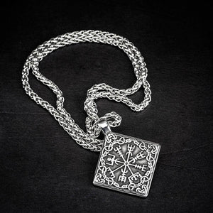 Stainless Steel Square Vegvisir Necklace-Necklaces-Norse Spirit