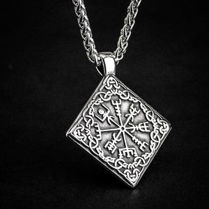 Stainless Steel Square Vegvisir Necklace-Necklaces-Norse Spirit