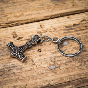 Stainless Steel Thor's Hammer Keychain-Viking Collectables-Norse Spirit