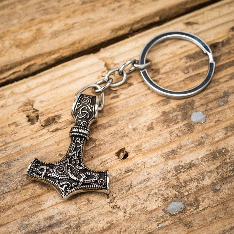 Stainless Steel Thor’s Hammer Keychain Norse Spirit