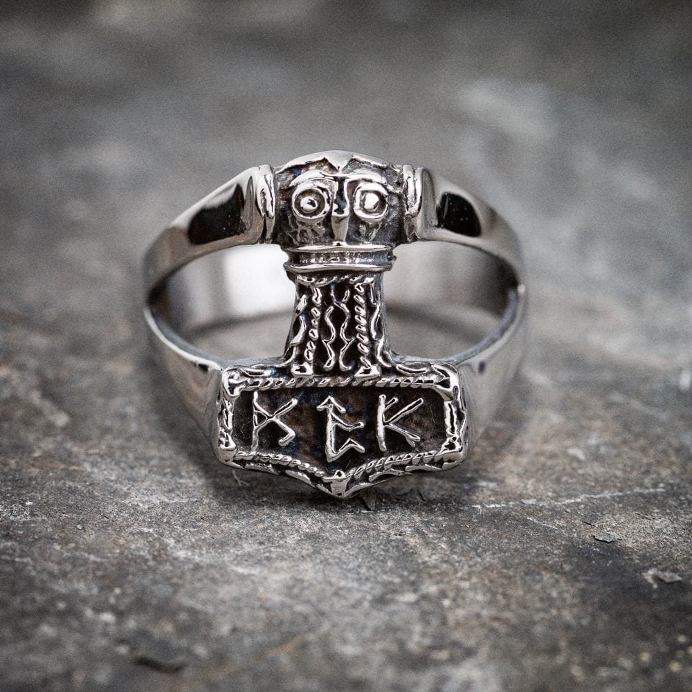 Stainless Steel Thor's Hammer Ring-Viking Ring-Norse Spirit