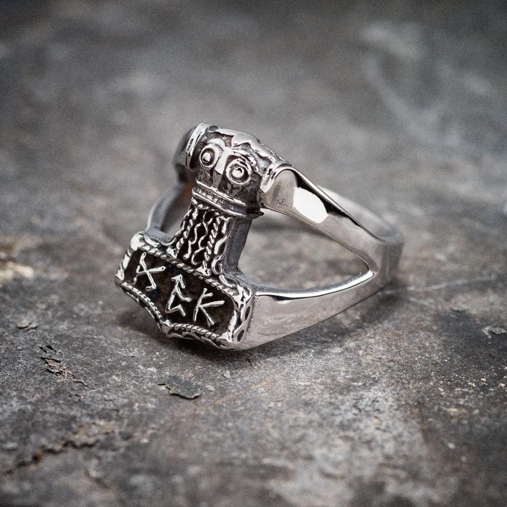 Stainless Steel Thor's Hammer Ring-Viking Ring-Norse Spirit