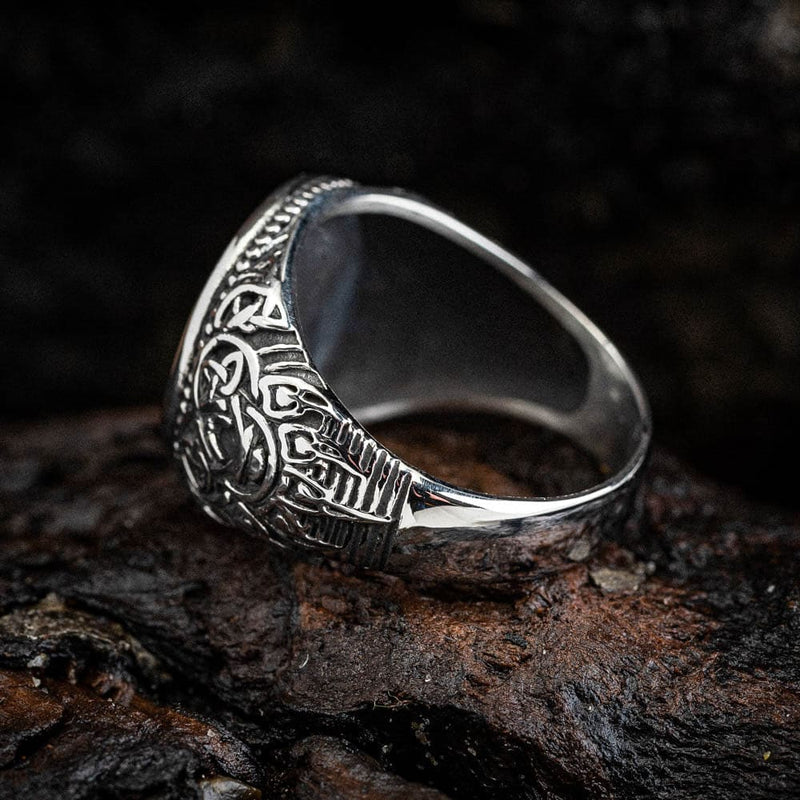 Stainless Steel Tree of Life and Bear Paw Ring - Norse Spirit