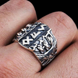 Stainless Steel Triple Rune Ring-Viking Ring-Norse Spirit