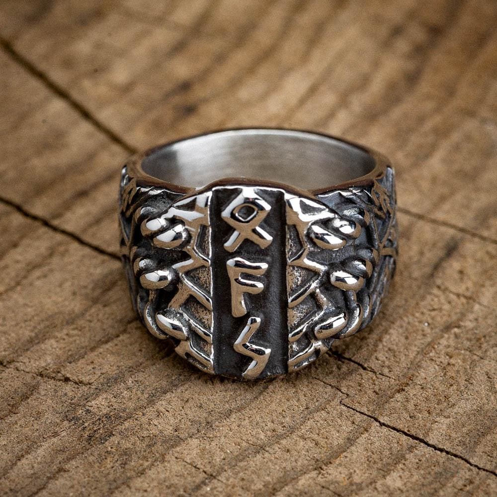 Stainless Steel Triple Rune Ring - Norse Spirit